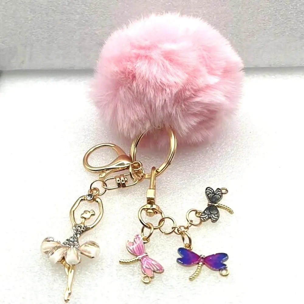 Fairy, Dragonfly, & Pom Pom Keychain Purse Charm - NEW!